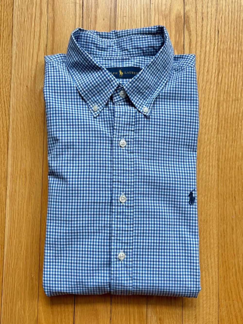 Polo Ralph Lauren Mens Long Sleeve Dress Shirt Regular XL Blue White Checks